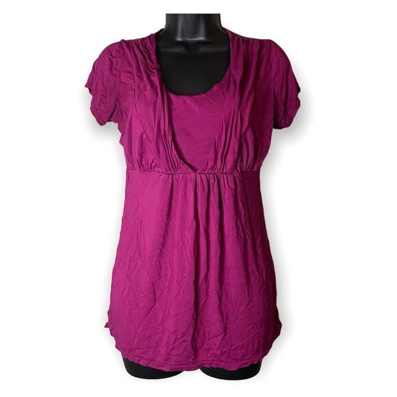 Motherhood Tops - Motherhood Nursing Wear Purple Short Sleeve Blouse